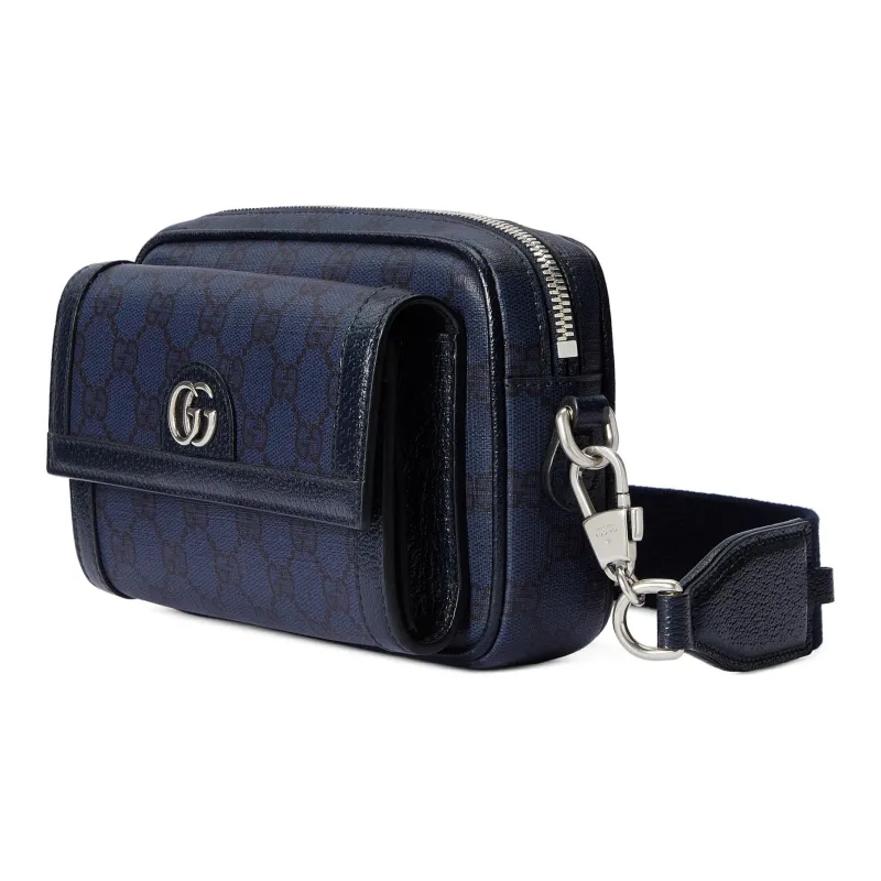 GUCCI Ophidia Canvas With Leather Shoulder Bag Crossbody Bag Mini Men's Blue & Dark Blue-1