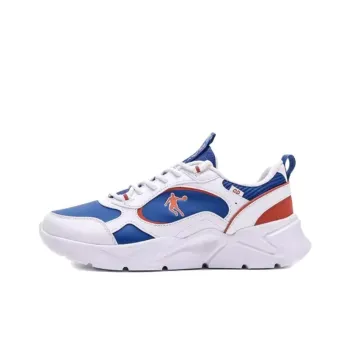 QIAODAN Cushioning Wear Resistant Low Top Running Shoes Men's Striking Blue / Jordan White