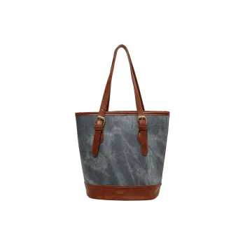 Morellybear PU Bucket Bag Commuter Bag Armpit Shoulder Bag Regular Women's Blue/Black White/Brown