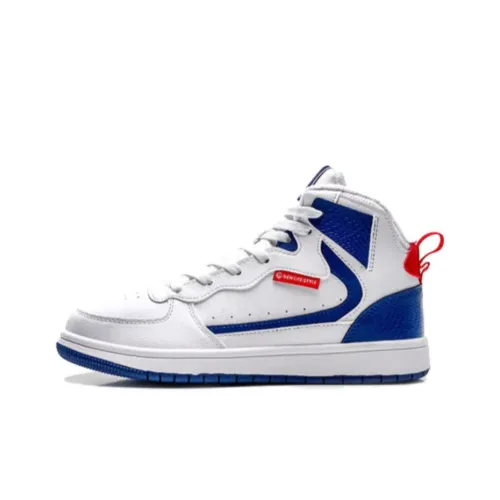 QIAODAN Cushioning High-Top Skateboard Shoes Women's White Blue
