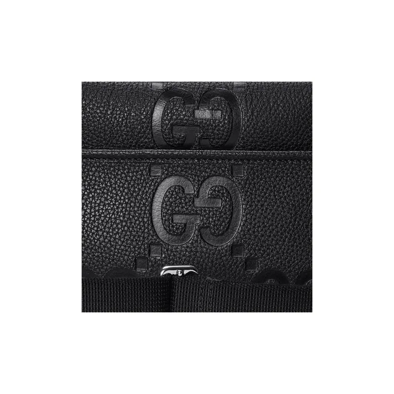 GUCCI Leather Messenger Bag, Shoulder Bag, Crossbody Bag Medium Size Men's Black-7