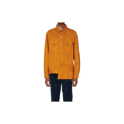 KOLOR Denim Jackets Men Mustard Yellow