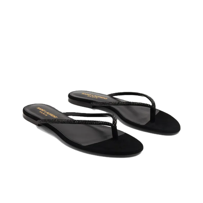SAINT LAURENT Rubber Sole Flip Flops Women's Black-3