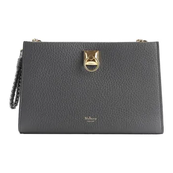 Mulberry Cow Leather One Shoulder Crossbody Clutch Mini Women's Gray