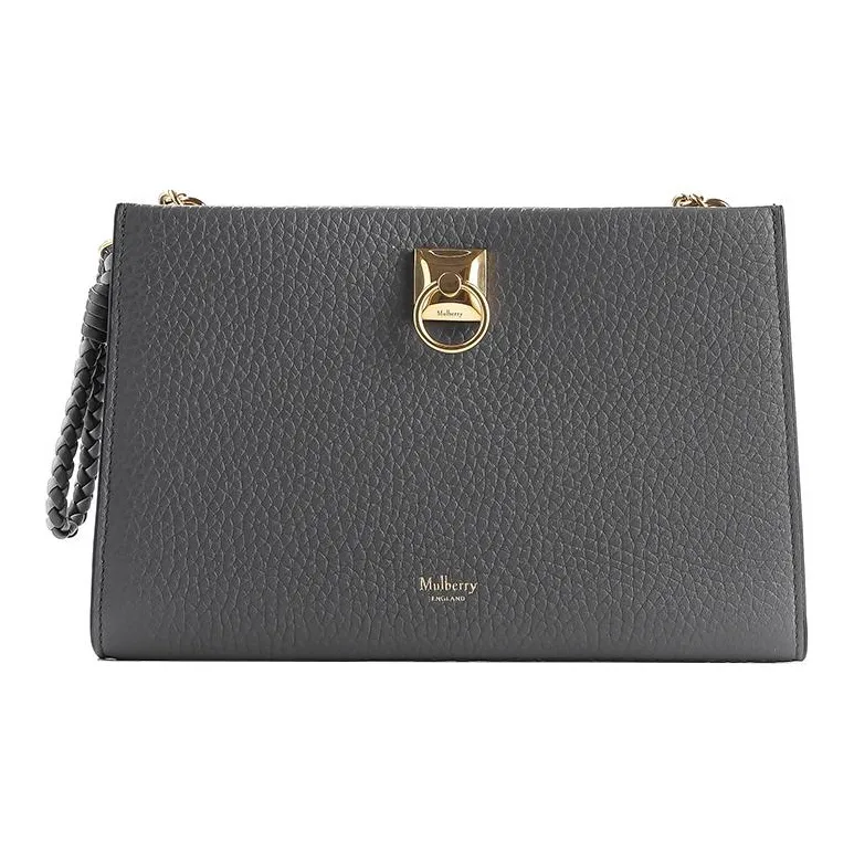 Mulberry Cow Leather One Shoulder Crossbody Clutch Mini Women's Gray-0