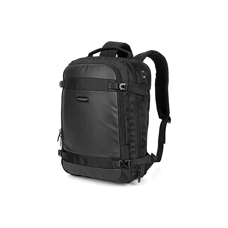 SUISSEWIN Polyester Students' Laptop Backpack Regular Unisex Black-1