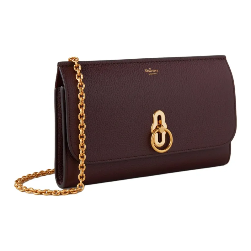 Mulberry Classic Grain Cow Leather One Shoulder Crossbody Clutch Trumpets Women's Burgundy-1