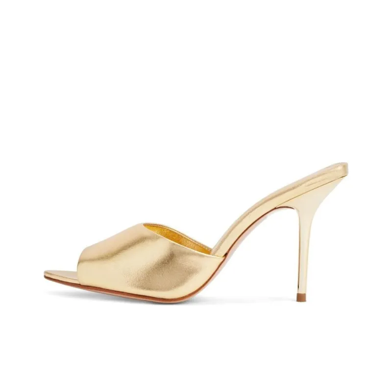 Schutz Slide Slippers Women's Gold-0