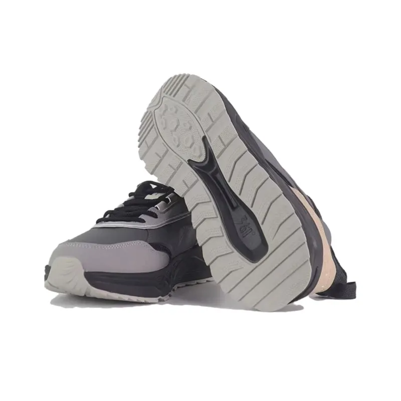 361° Thermal Cushioning Abrasion Resistant Low Top Running Shoes Men's Obsidian Black Smoke Gray-3