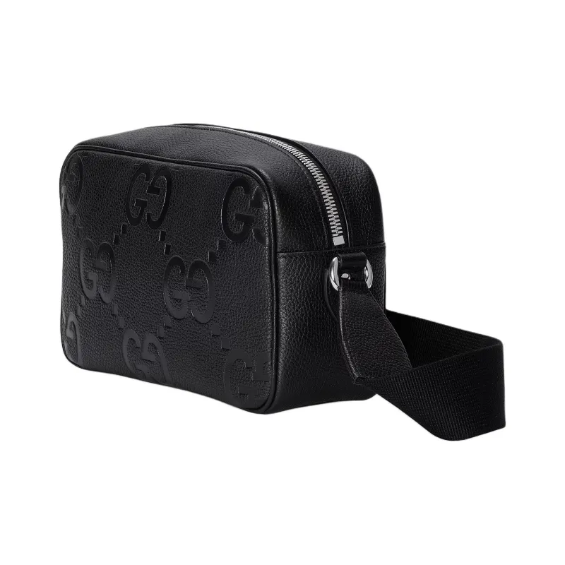 GUCCI Leather Messenger Bag, Shoulder Bag, Crossbody Bag Medium Size Men's Black-0