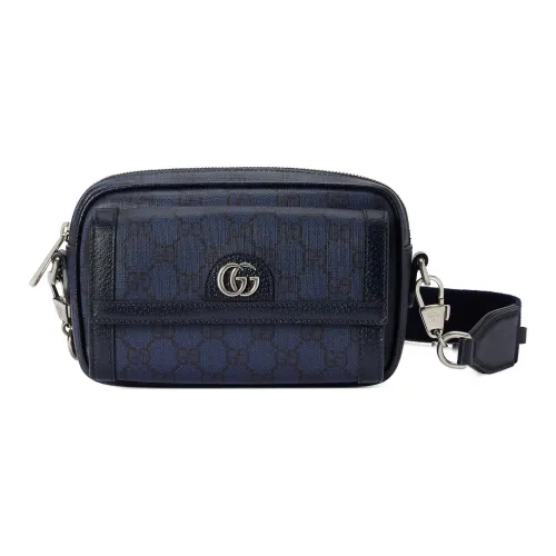 GUCCI Ophidia Canvas With Leather Shoulder Bag Crossbody Bag Mini Men's Blue & Dark Blue