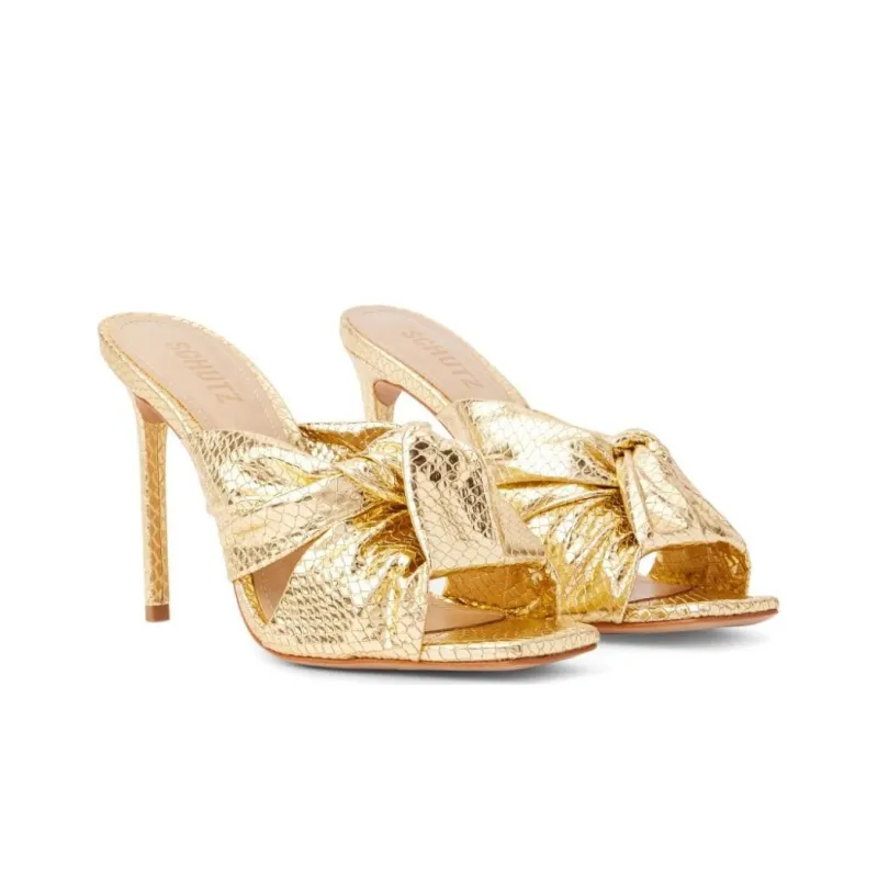 Schutz 105mm Metallic-finish Leather Mules Women's-2