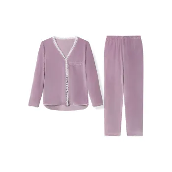 Flowers In Water Pajama Set Women's Purple, Earth Yellow