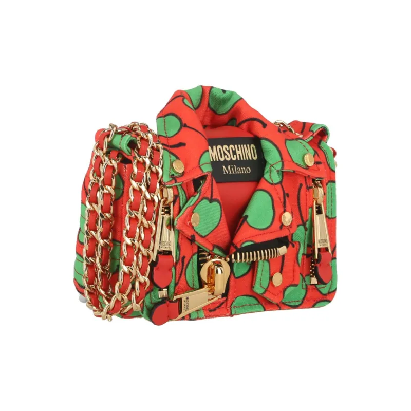 MOSCHINO Polyester One Shoulder Handbag, Crossbody Bag Women's Coral Red With Multicolor-1