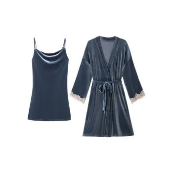 Flowers In Water Home Suit Women's Gray Blue