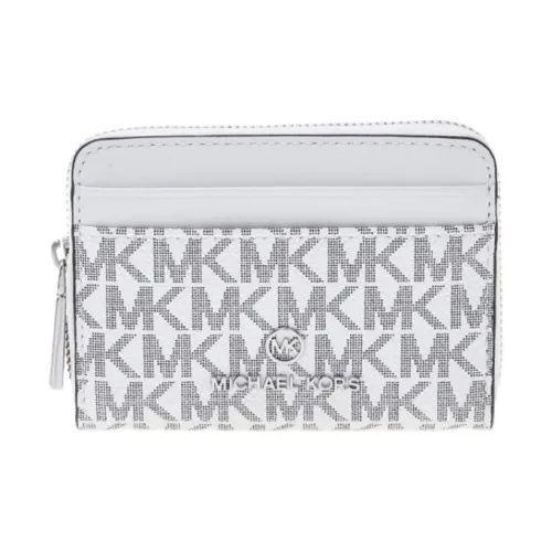 MICHAEL KORS Jet Set Canvas With Leather Coin Purse Wallet Trumpets Women's White & Black