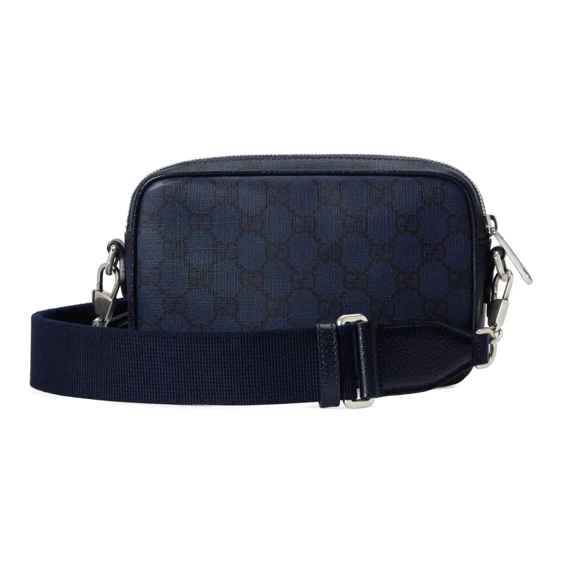 GUCCI Ophidia Canvas With Leather Shoulder Bag Crossbody Bag Mini Men's Blue & Dark Blue-3