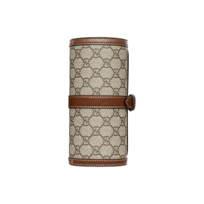 GUCCI Canvas With Leather Wrist Watch Box Storage Bag Men's Beige & Ebony-4