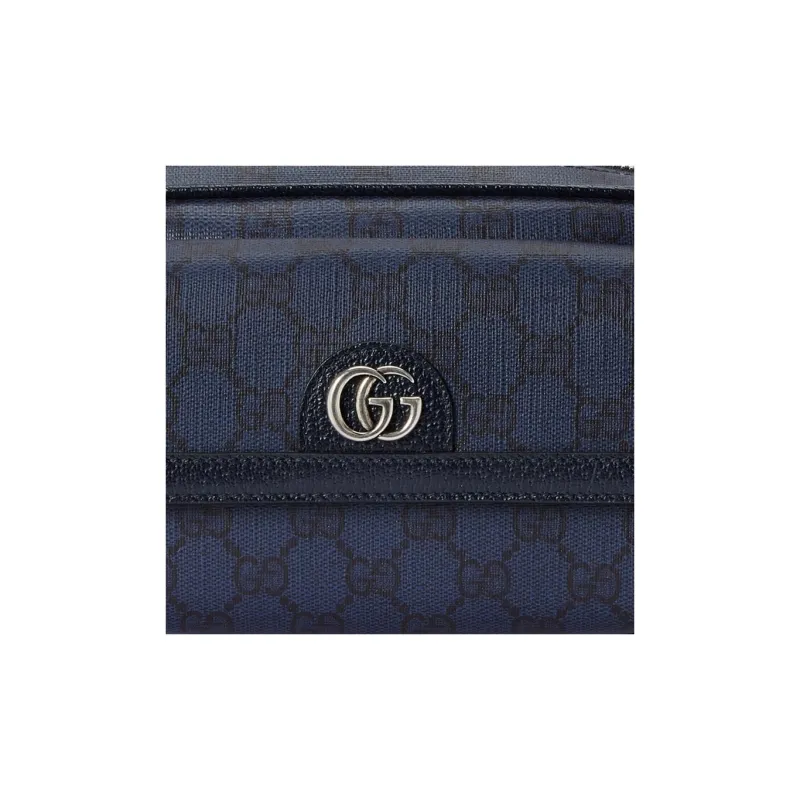 GUCCI Ophidia Canvas With Leather Shoulder Bag Crossbody Bag Mini Men's Blue & Dark Blue-7