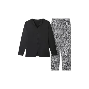 Flowers In Water Pajama Set Women's Black