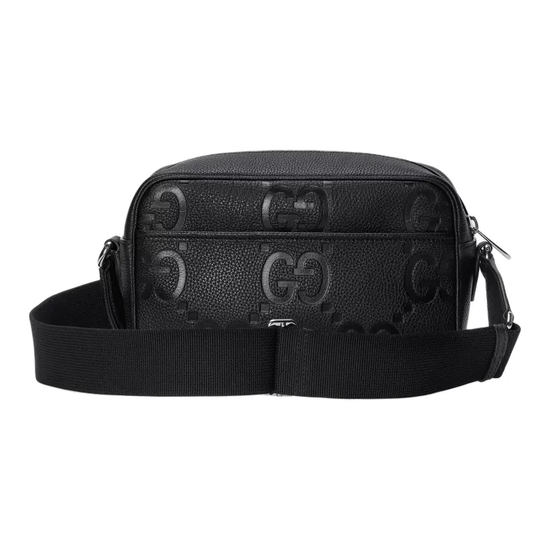 GUCCI Leather Messenger Bag, Shoulder Bag, Crossbody Bag Medium Size Men's Black-3
