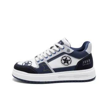 JEEP SPIRIT Skateboard Shoes Men Low Top Polar White Furious Sea Blue