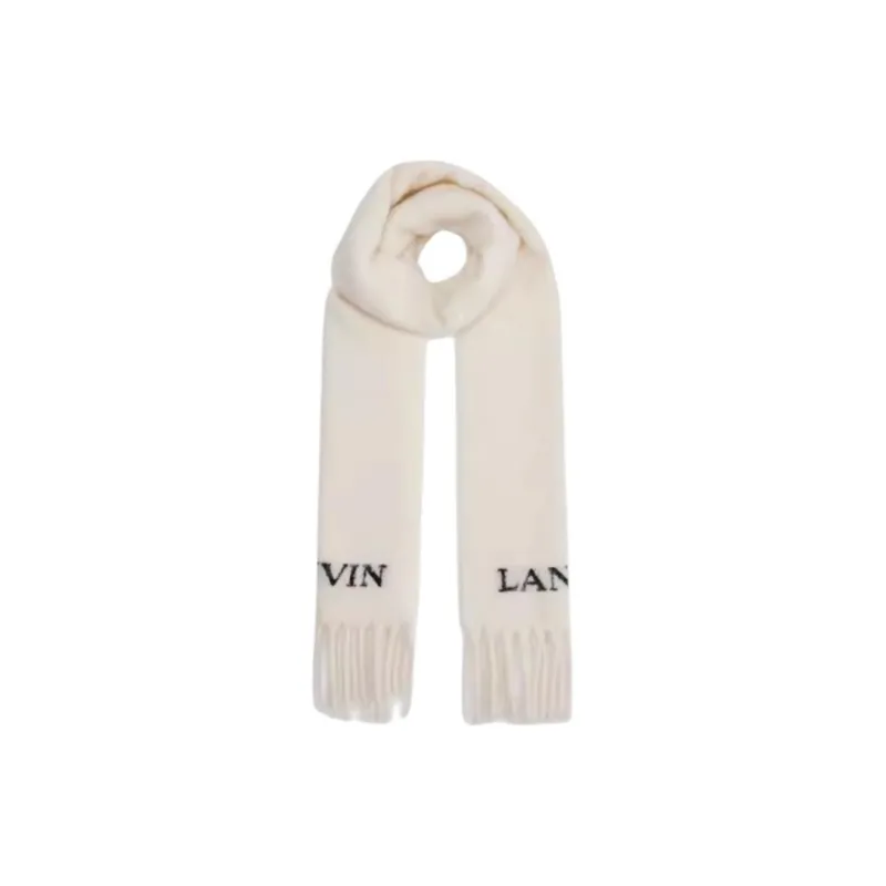 Lanvin Knit Scarves Unisex Brown/White-3