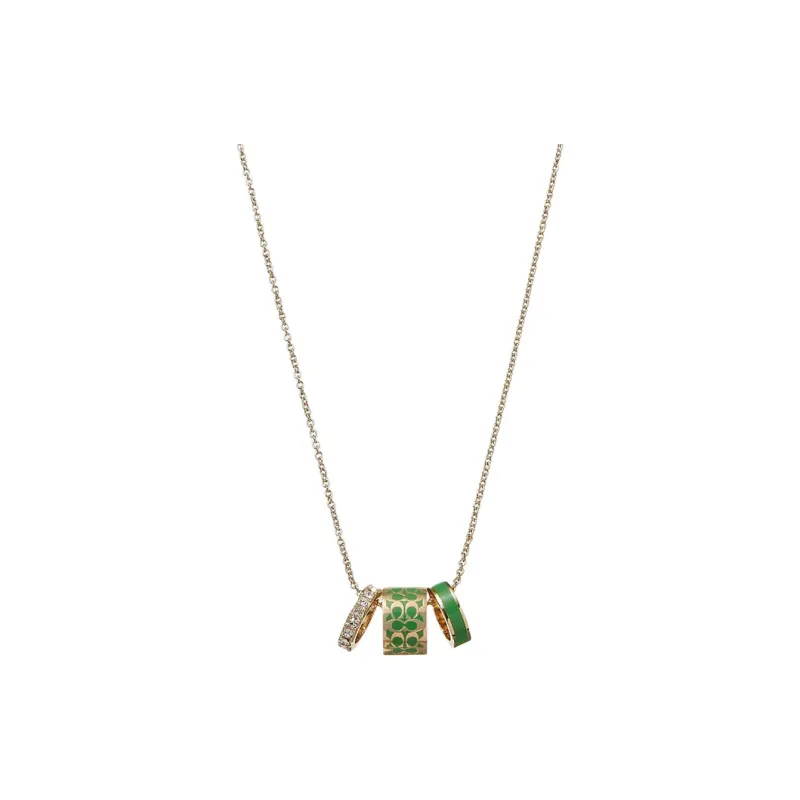 COACH Brass Enamel Necklaces Women's Green-0