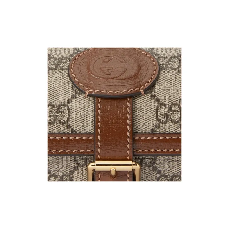 GUCCI Canvas With Leather Wrist Watch Box Storage Bag Men's Beige & Ebony-8