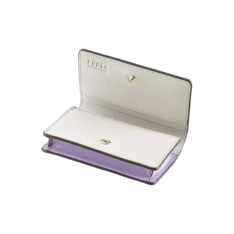 Furla Leather Business Card Holder Wallet Women's Purple-2
