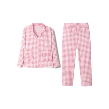 Flowers In Water Home Suit Women's Pink Plaid