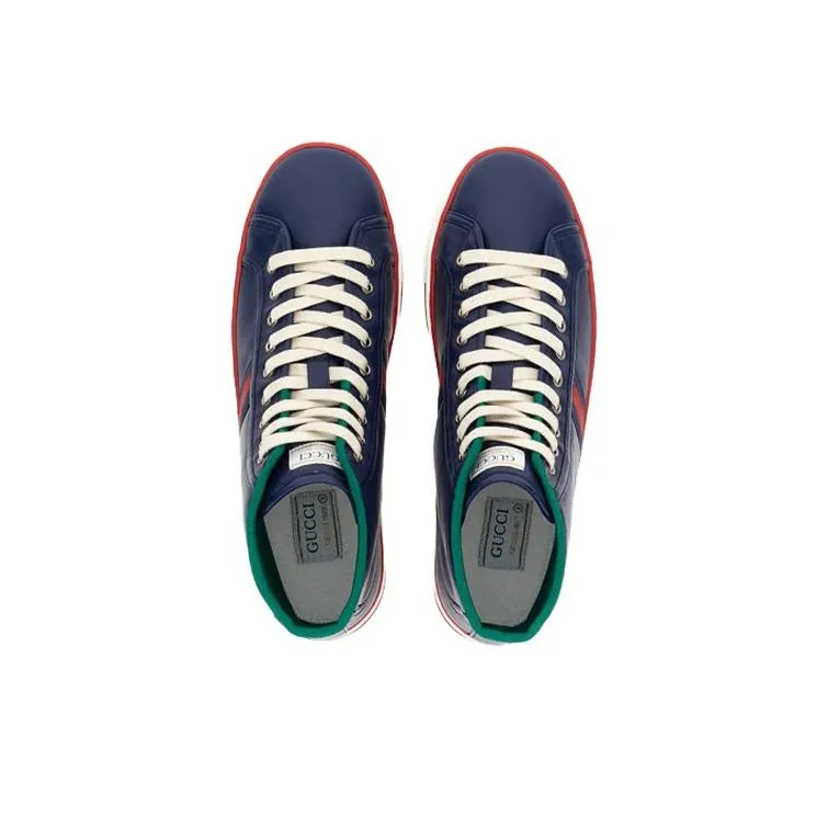 GUCCI Tennis 1977 High Top Skateboard Shoes Men's Blue White-3