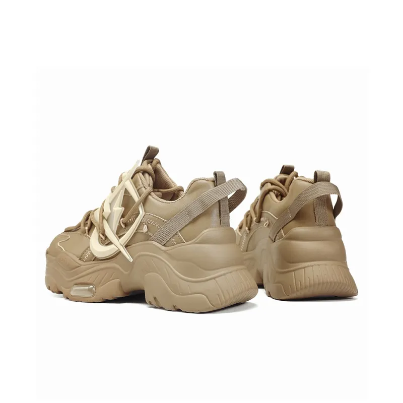 MVA Cushioned Anti Slip And Wear Resistant Lightweight Low Top Chunky Sneakers 7cm Unisex Brown-5