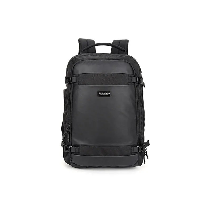 SUISSEWIN Polyester Students' Laptop Backpack Regular Unisex Black-0