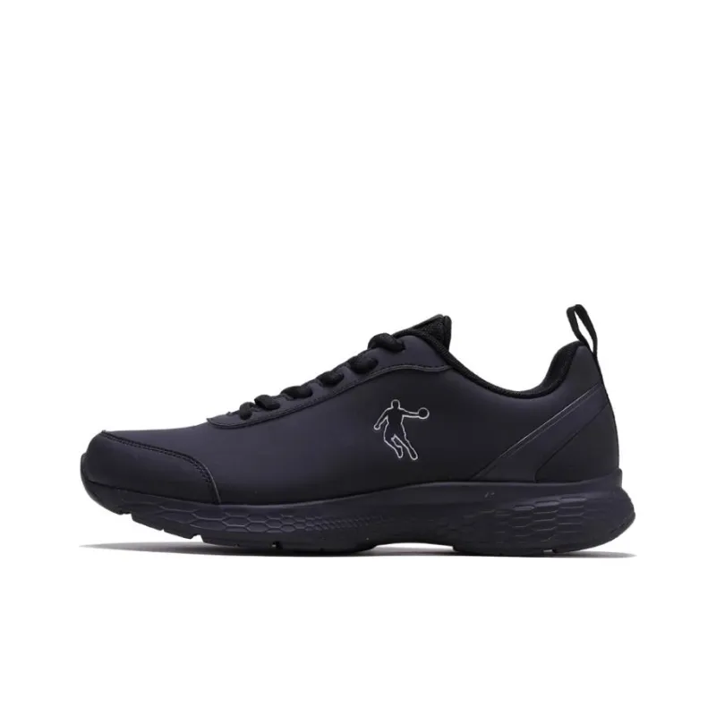 QIAODAN Anti Slip Wear Resistant Breathable Lightweight Low Top Running Shoes Men's Black-0