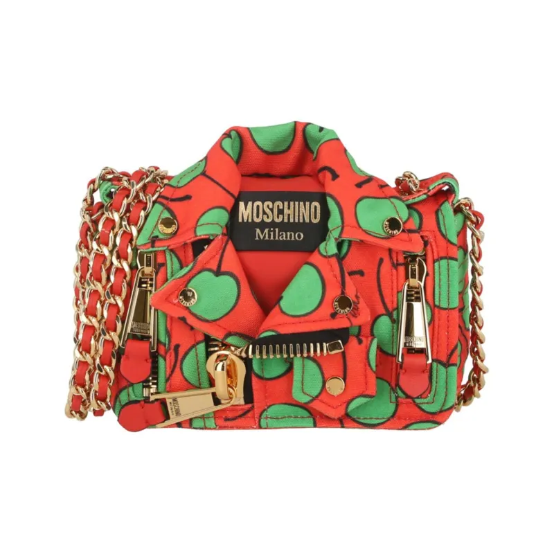 MOSCHINO Polyester One Shoulder Handbag, Crossbody Bag Women's Coral Red With Multicolor-0