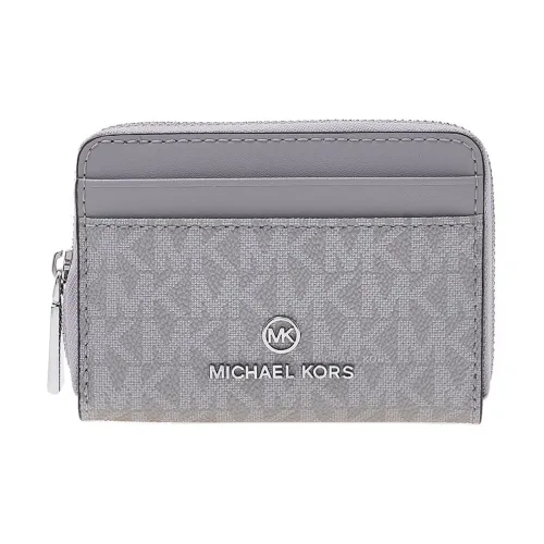 MICHAEL KORS Jet Set Canvas With Leather Coin Purses Wallets Women's Pearlescent Gray