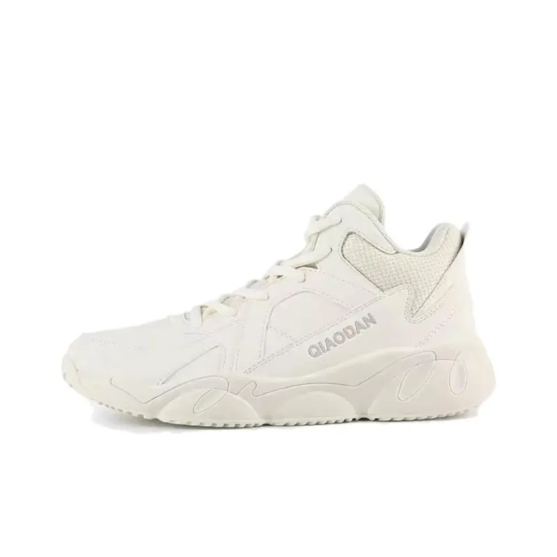 QIAODAN Anti-Slip Wear-Resistant High-Top Basketball Shoes Women's Ivory/Float Stone Color-0