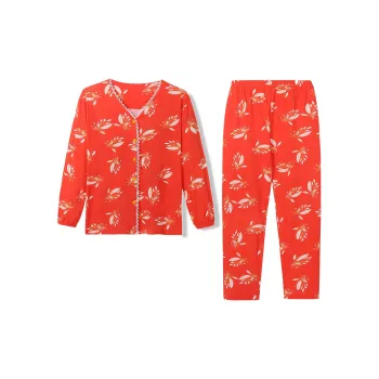 Flowers In Water Home Suit Women's Orange