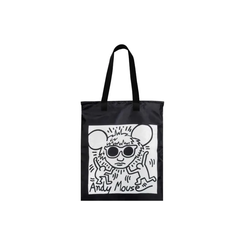 Loqi Designer Haring Kase Collaboration Polyester Foldable Handheld Backpack Regular Unisex Andy Mouse & Labyrinth-1