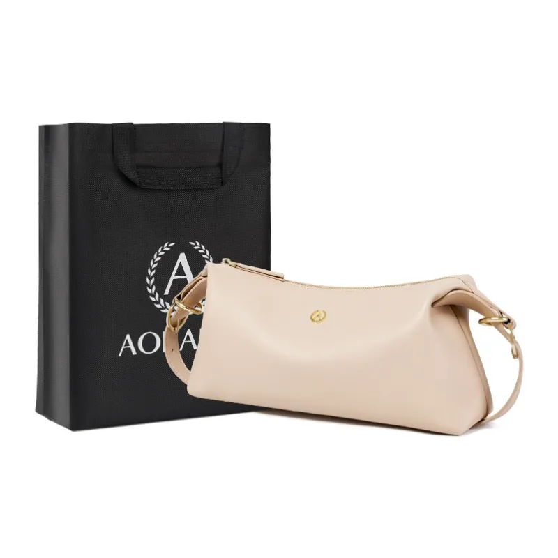 AOKANG Cow Leather Baguette Bag Crossbody Bag Shoulder Bag Large Size Women's Classic Black/Caramel Brown/Cream Apricot-10