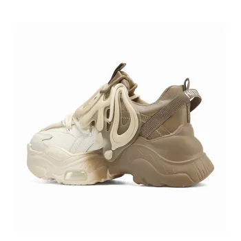 ORD Cushioned Anti Slip And Wear Resistant Lightweight Low Top Chunky Sneakers Unisex Brown White