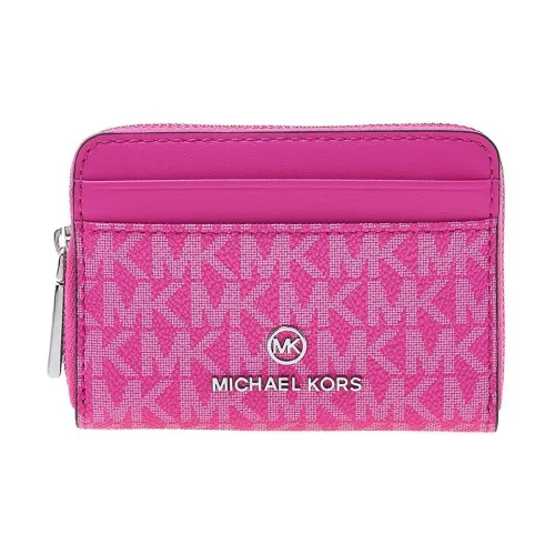 MICHAEL KORS Jet Set Canvas With Leather Coin Purses Wallets Women's Red