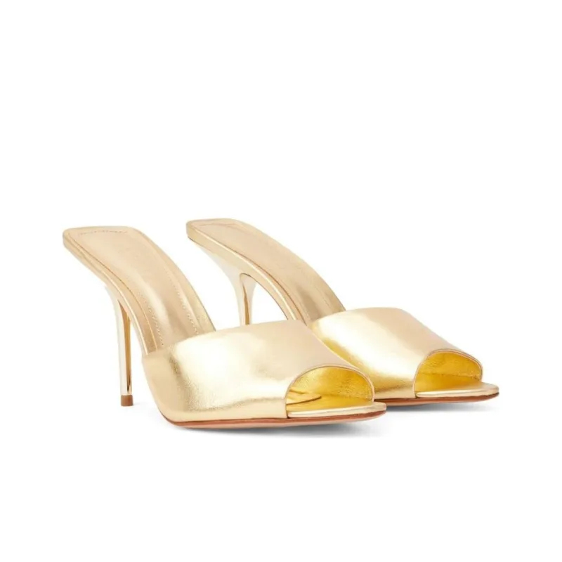 Schutz Slide Slippers Women's Gold-2