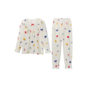 Flowers In Water Pajama Set Women's Beige Strawberry