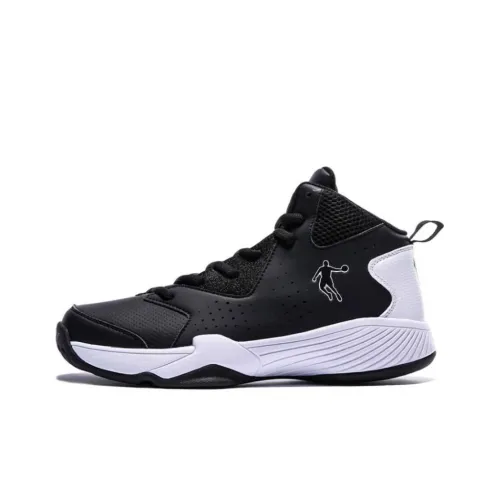 QIAODAN Durable Breathable Lightweight Low Top Basketball Shoes Men's Black White