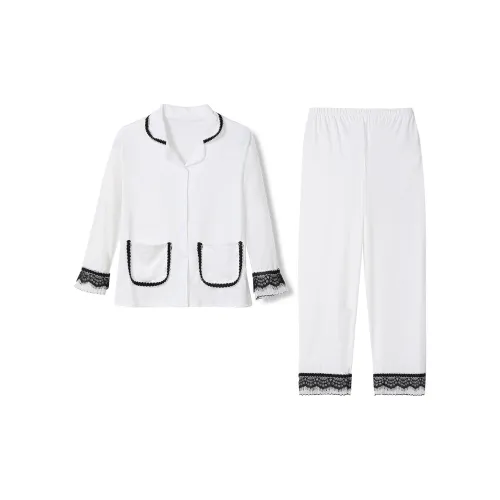 Flowers In Water Pajama Set Women's White