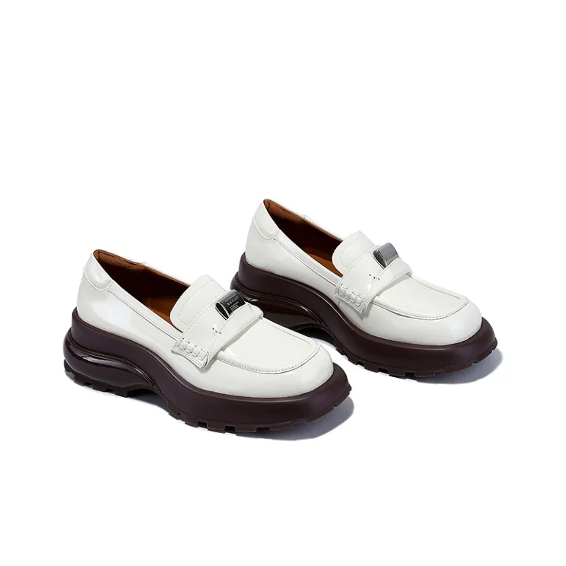 BELLALILY Loafers Women's Low Top Coffee/White-3