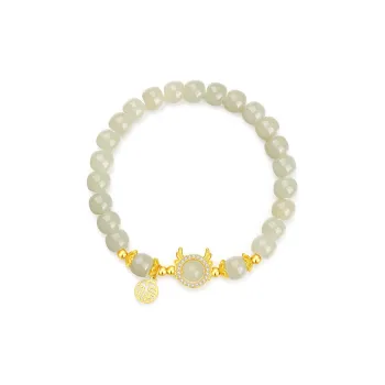 SEVEN COOK S925 Silver Hetian Jade Bracelets Women's Green Jade
