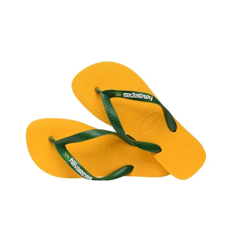 Havaianas Brazil Logo Quiet Flip Flops Unisex Yellow-2